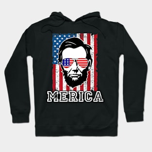 4th Of Julys Merica Abe Abraham Lincoln Usa Flag Premium Hoodie